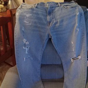 Abercrombie,,distressed ripped light jeans
